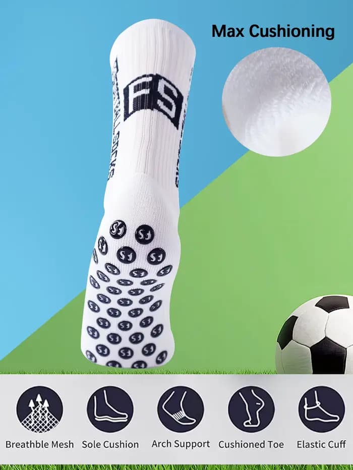4 paires de nouvelles chaussettes de football FS mi-tube collées pour l'entraînement sportif et la compétition