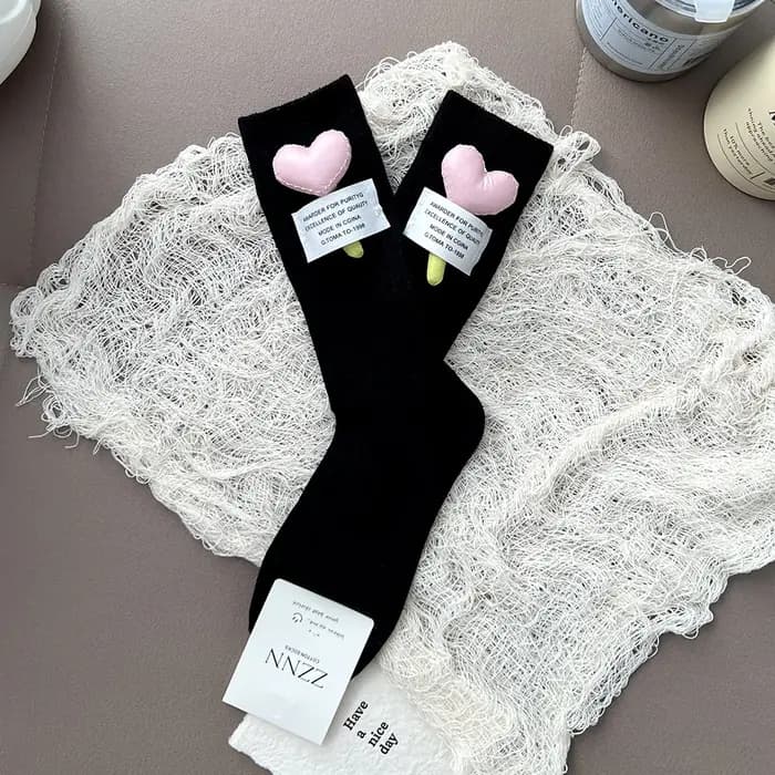 Chaussettes coréennes 3D Love Kawaii pour femmes, en coton de haute qualité, mignonnes, douces, Style académique JK, chaussettes polyvalentes et confortables pour filles
