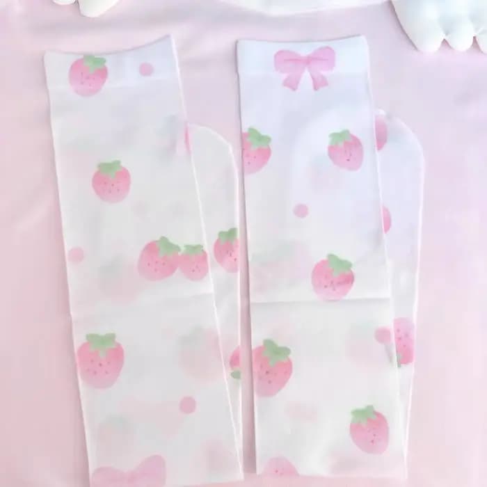 Chaussettes japonaises roses imprimées de dessins animés Kawaii pour femmes