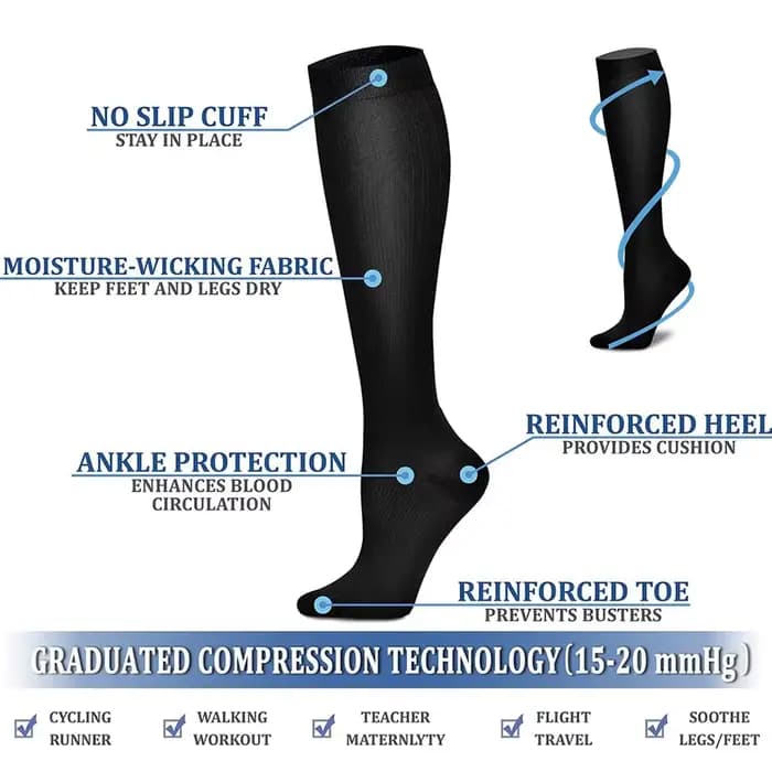 Les chaussettes de compression pour femmes Circulation15-20 mmHg sont le meilleur soutien pour la course athlétique