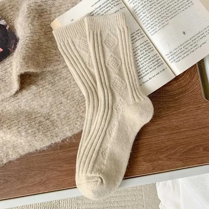 Femmes laine chaussettes chaud hiver épaissir cachemire flou décontracté couleur unie confortable maison chaussette