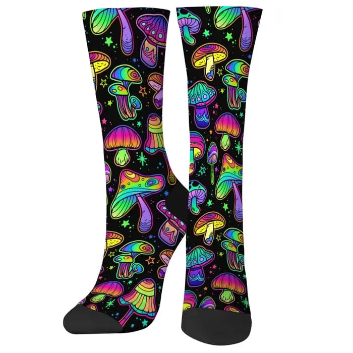 Chaussettes champignon arc-en-ciel rétro mode hommes