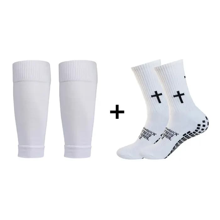 Ensemble de 2 paires de chaussettes de Football antidérapantes et genouillères