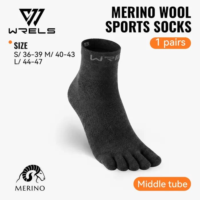 WRELS 1/2/3 paires de chaussettes à cinq doigts en laine mérinos pour hommes et femmes