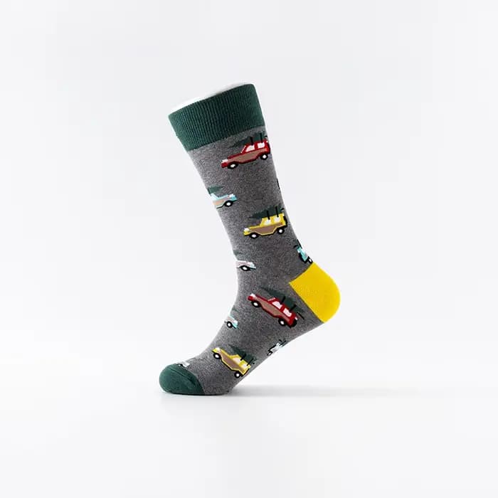 Chaussettes de marée pour hommes, motif de moto coloré, chaussettes en coton à baril moyen et haut,