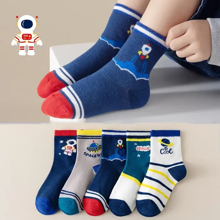 5/10 paires de chaussettes mi-mollet pour enfants, chaussettes de sport Planet, chaussettes de sol, pour le printemps, l'été, l'automne et l'hiver, pour garçons