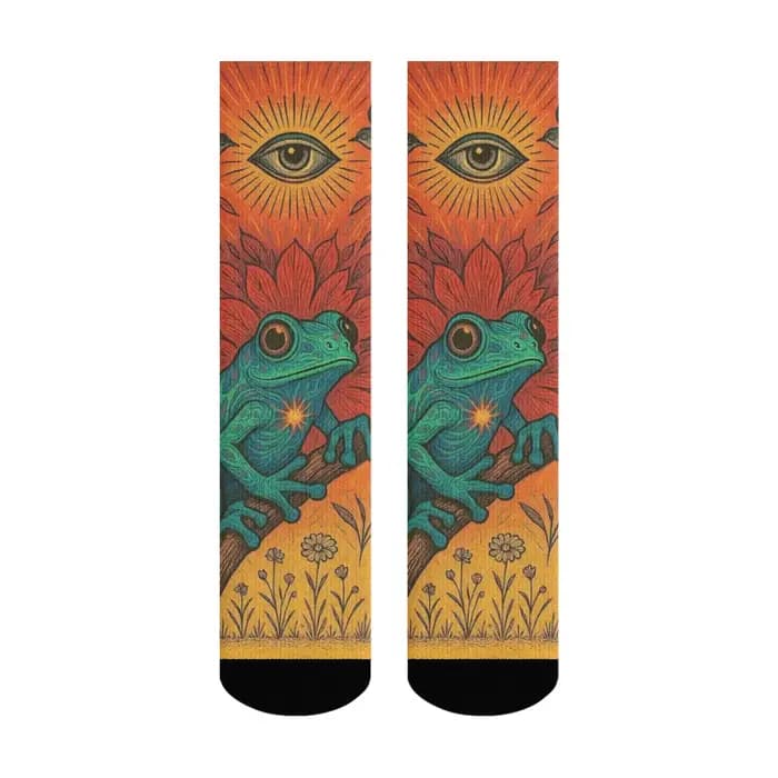 Oeil mystérieux psychédélique grenouille chaussettes Style bohème Vintage mode hommes chaussettes confortable antidérapant décontracté sport chaussettes cadeau