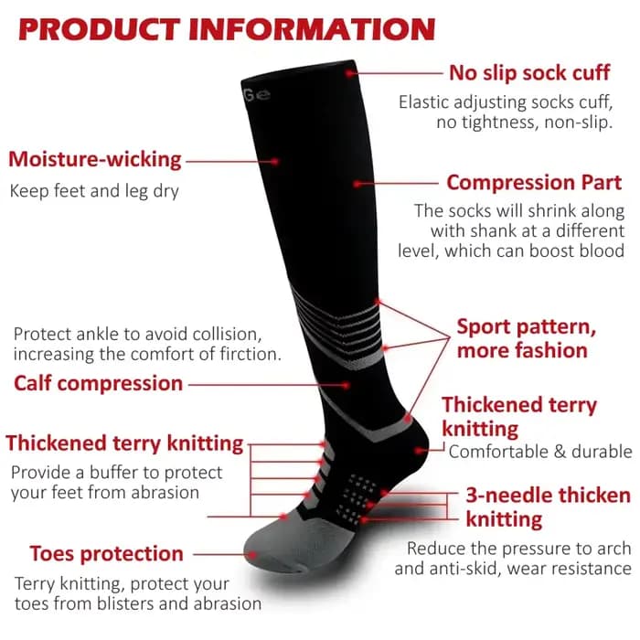 Chaussettes de sport à Compression à haute élasticité
