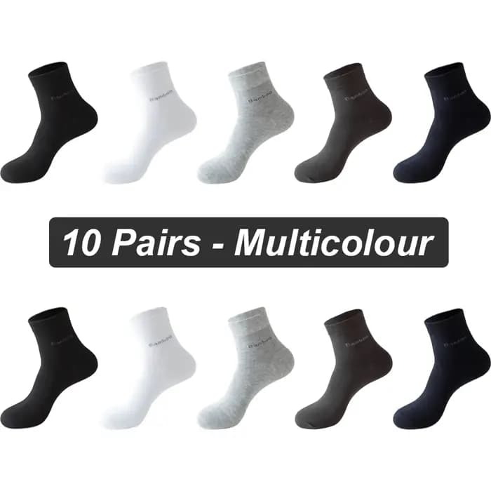 10 paires de chaussettes en Fiber de bambou pour hommes