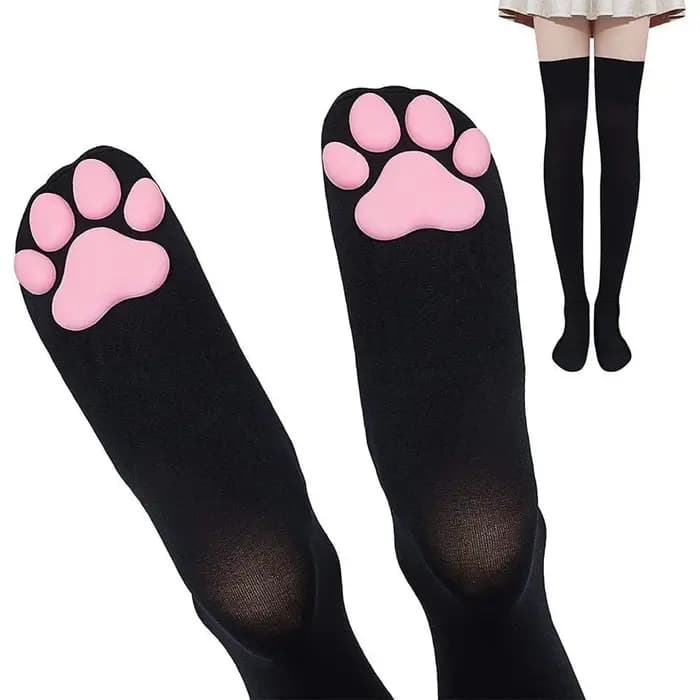 Patte de chat cuisse haute chaussettes Golves ensemble manches mignon doux 3D orteil haricots bas mitaines chaton