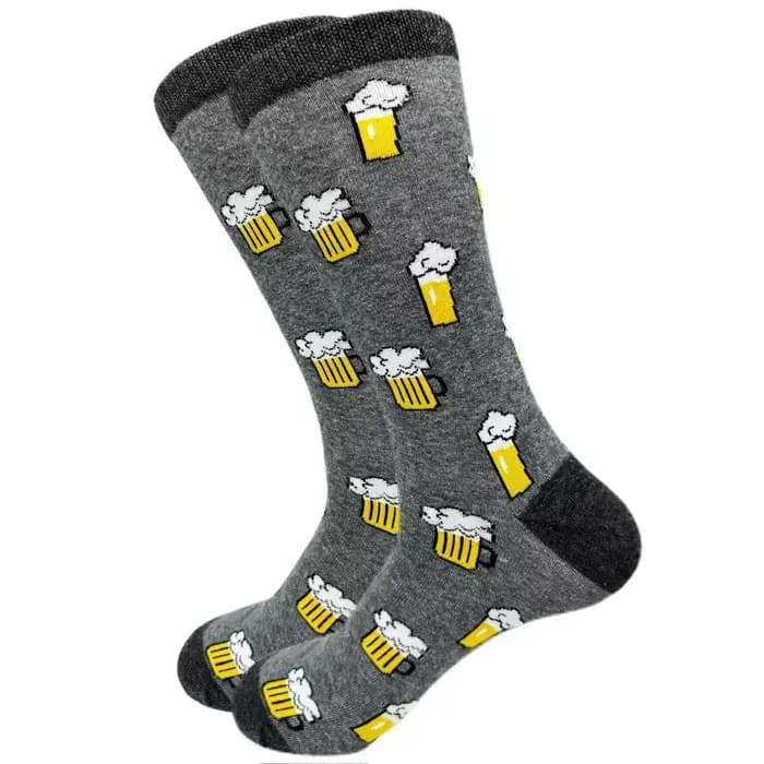 Sports flou athlétique automne hiver mode longue chaussette dessin animé nourriture frites hamburgers vaches bière