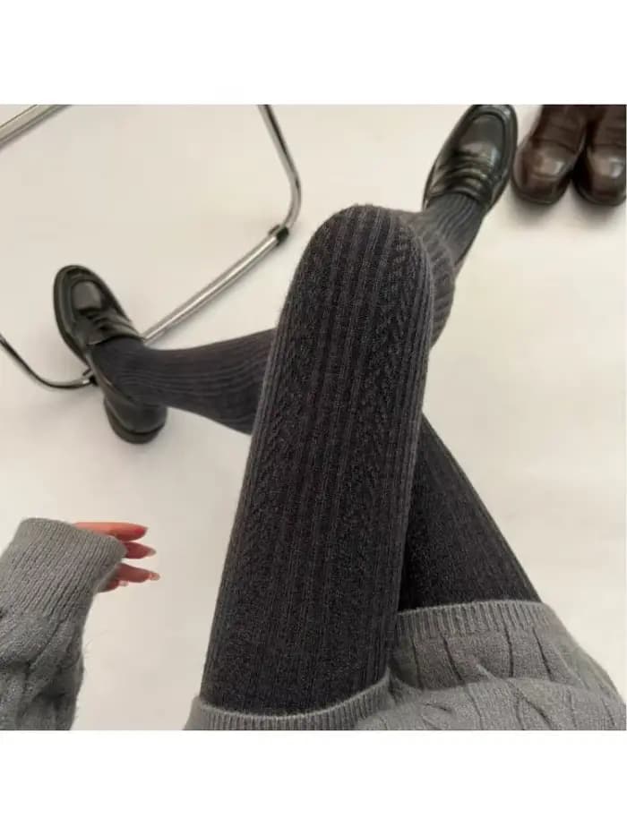 Collants d'hiver en laine de haute qualité pour femmes, base en molleton, tricot jacquard vintage, style japonais, collants à angle droit, mélange de fibres.
