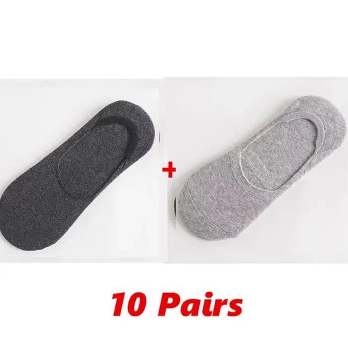 Lot de 10 paires de chaussettes pour hommes, respirantes, invisibles, en coton, coupe basse, décontractées, antidérapantes, de haute qualité