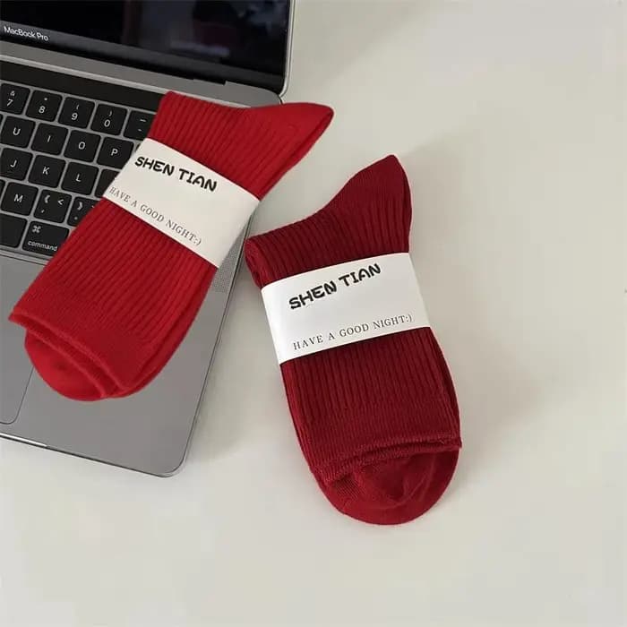 2 paires de chaussettes de Couple rouges pour hommes et femmes