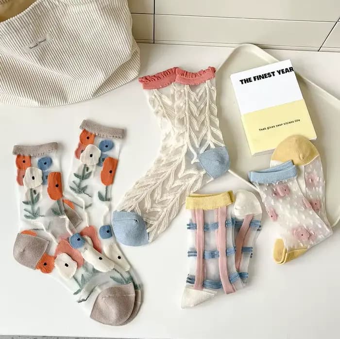 Chaussettes d'été en dentelle transparente pour femmes