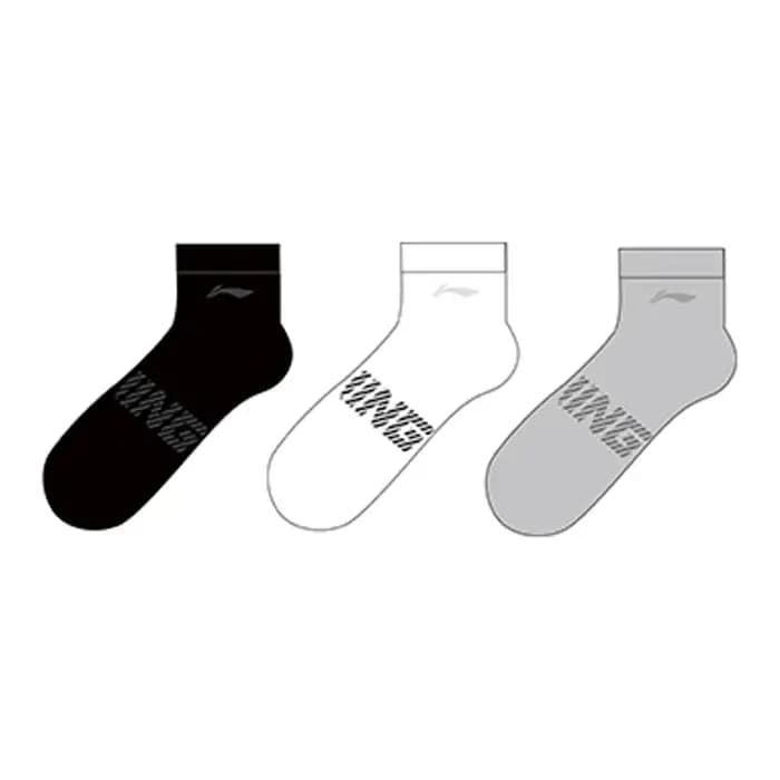 Li-Ning – chaussettes unisexes, 3 paires, Style sport, pour hommes et femmes, 24-28cm, respirantes, avec lettres, chaussettes de Sport respirantes, AWTV005