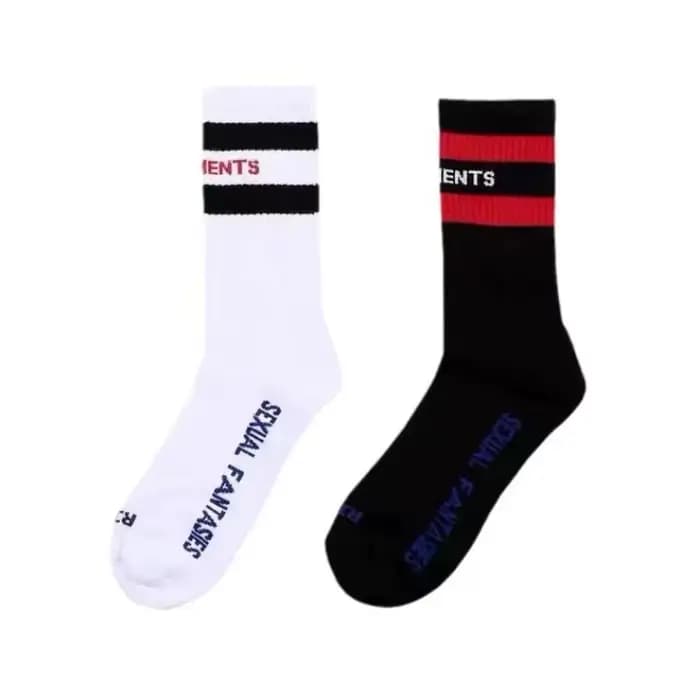 Nouvelle mode chaussettes lettres deux barres tricot hommes femmes Couple