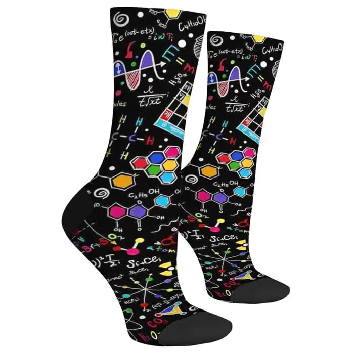 Chaussettes de Style Harajuku heureux, Science incroyable, chaussettes d'hiver unisexes, randonnée, élément chimique imprimé, chaussettes folles de Style de rue, cadeaux