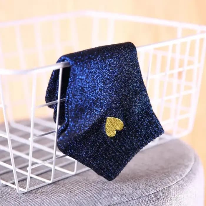 Chaussettes scintillantes brodées en forme de cœur pour femmes