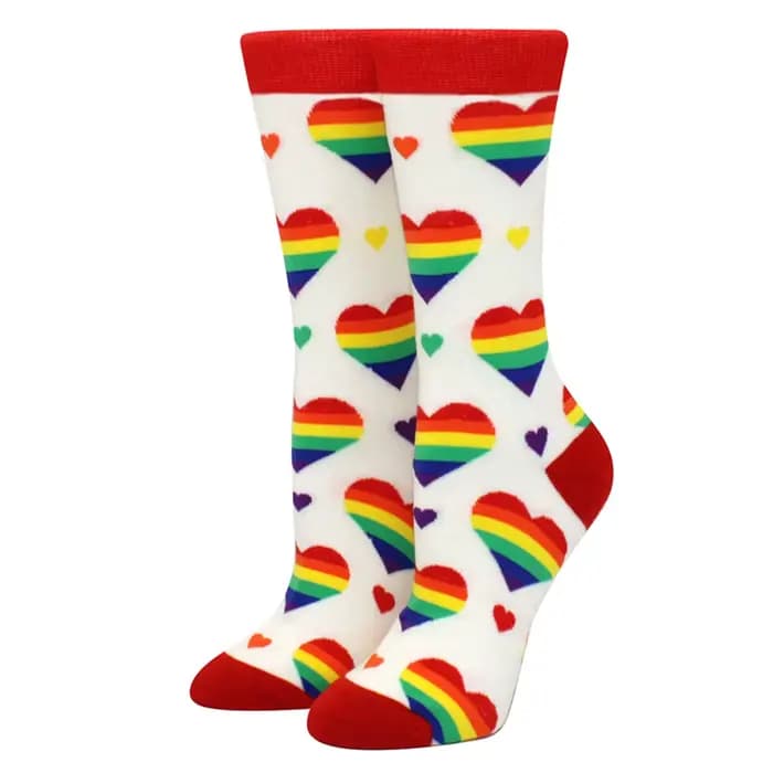 Nouvelles femmes chaussettes 1 paire coton amour arc-en-ciel couleur rayé imprimé nouveauté mode dam