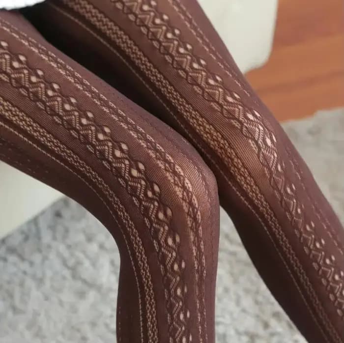 Collants d'hiver en coton tricoté pour femmes et filles, bas rayés ajourés, couleur unie, Lolita, au