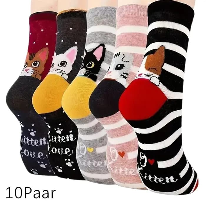 5/10 paires femmes chaussettes motif Animal coton
