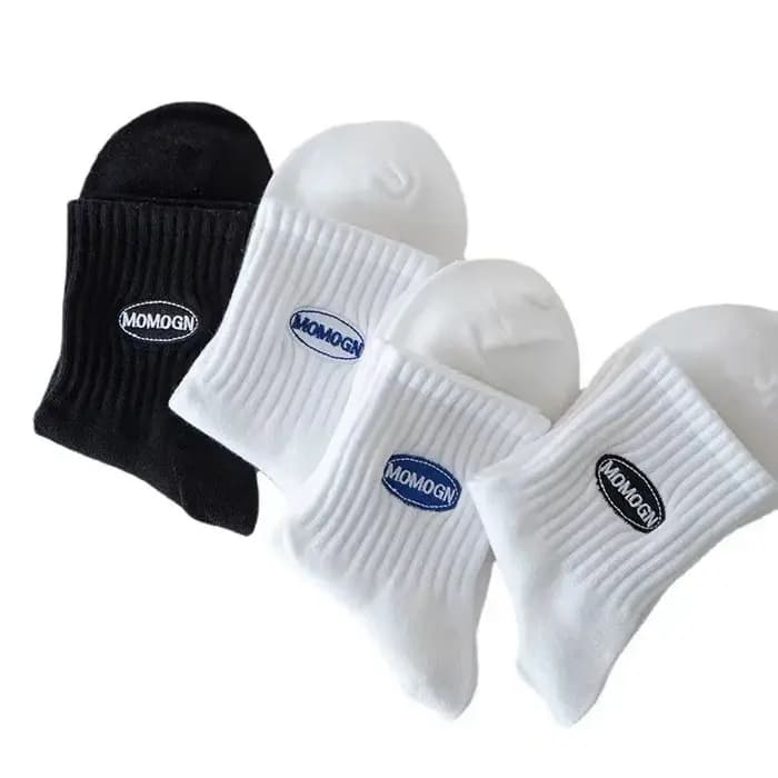 4 paires de chaussettes en coton pour hommes et femmes, chaussettes de course Anti-odeur quatre saisons, chaussettes de sport en coton brodées absorbant la sueur