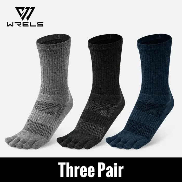 WRELS Chaussettes à orteils en coton pour course à pied, chaussettes à cinq doigts, tube long, chaussettes d'extérieur à cinq orteils, choc pour course sur sentier, étanchéité