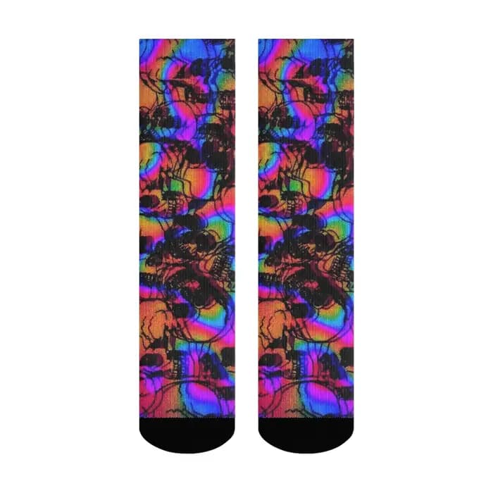 Harajuku rétro psychédélique coloré crâne foncé imprimé chaussettes pour hommes roman rue tendance style cyberpunk chaussettes décontractées cadeau de fête