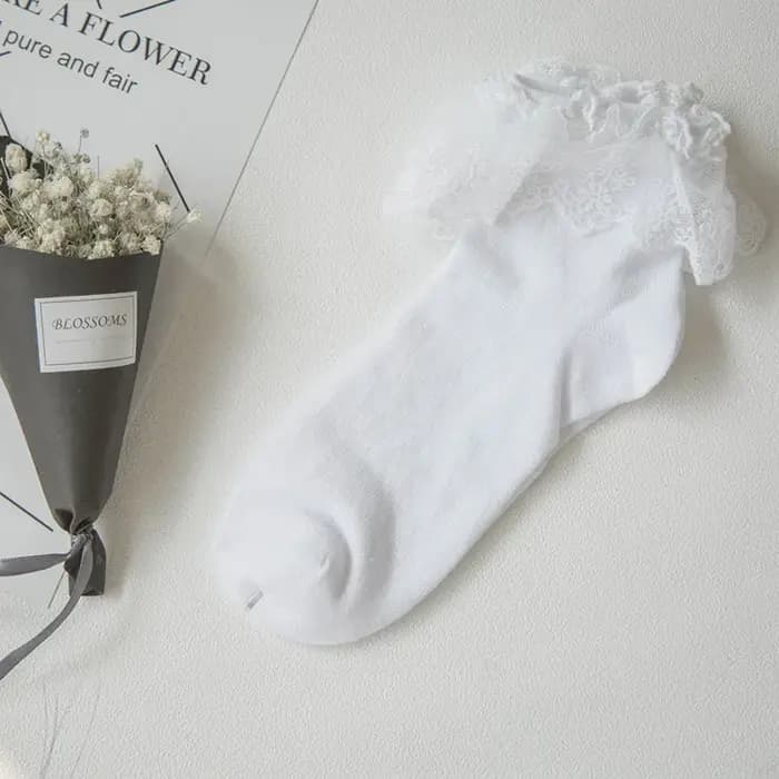 Mode femmes filles dentelle à volants froufrous cheville chaussettes Harajuku belle mignon Vintage rétro Floral dame blanc princesse danse de mariage