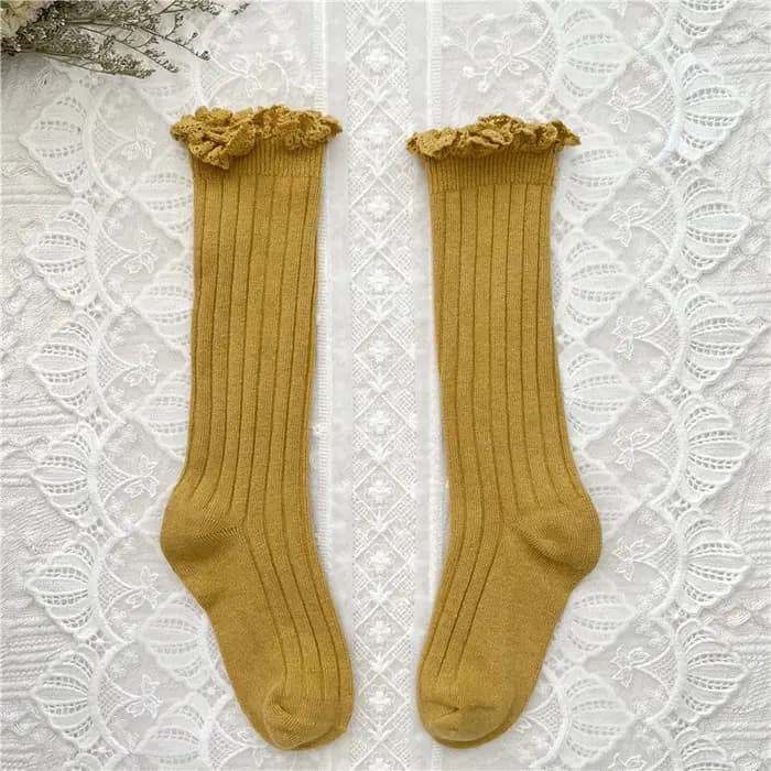 Chaussettes hautes à volants pour enfants de 0 à 8 ans