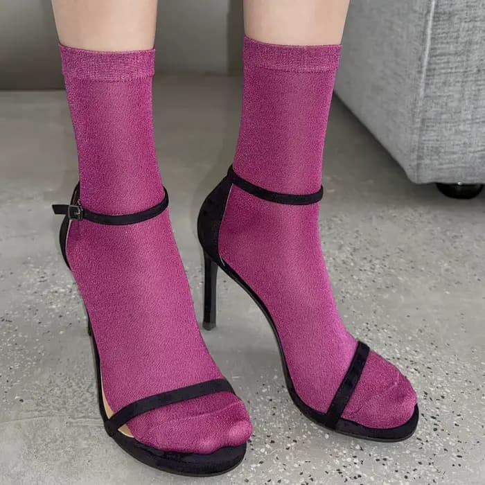 5 paires de chaussettes d'été à paillettes pour femmes