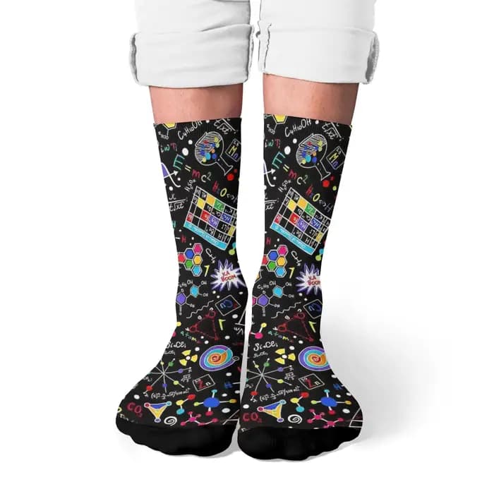 Chaussettes de Style Harajuku heureux, Science incroyable, chaussettes d'hiver unisexes, randonnée, élément chimique imprimé, chaussettes folles de Style de rue, cadeaux