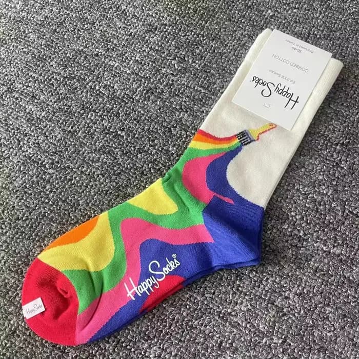 Happy-Chaussettes de sport en coton pour hommes et femmes, imprimées à proximité, Funky Fashion fur