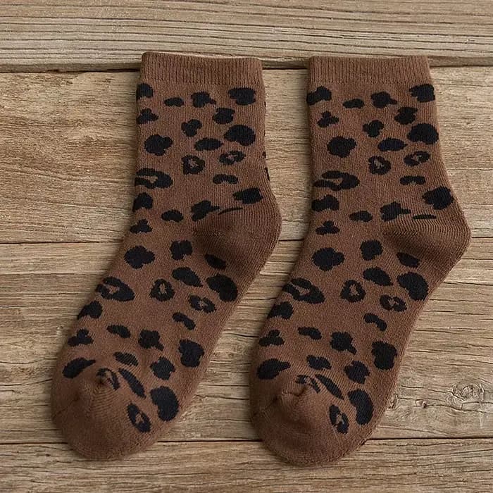 Femmes chaussettes coton rétro Cool imprimé léopard Terry épais hiver chaud chaussette coton Animal