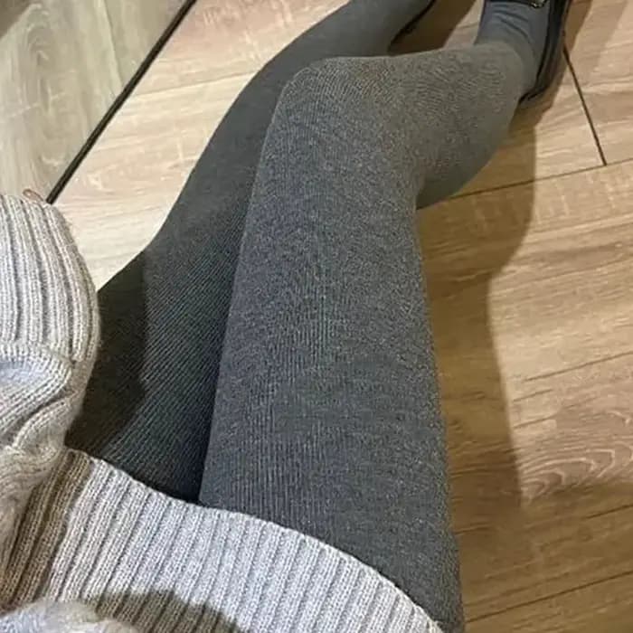 Collants gris en laine et cachemire pour femme, bas chauds et épais, Lingerie thermique, taille haute, bonneterie élastique, hiver