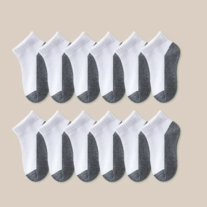 12 paires de chaussettes courtes basique pour enfants - design blanc et gris