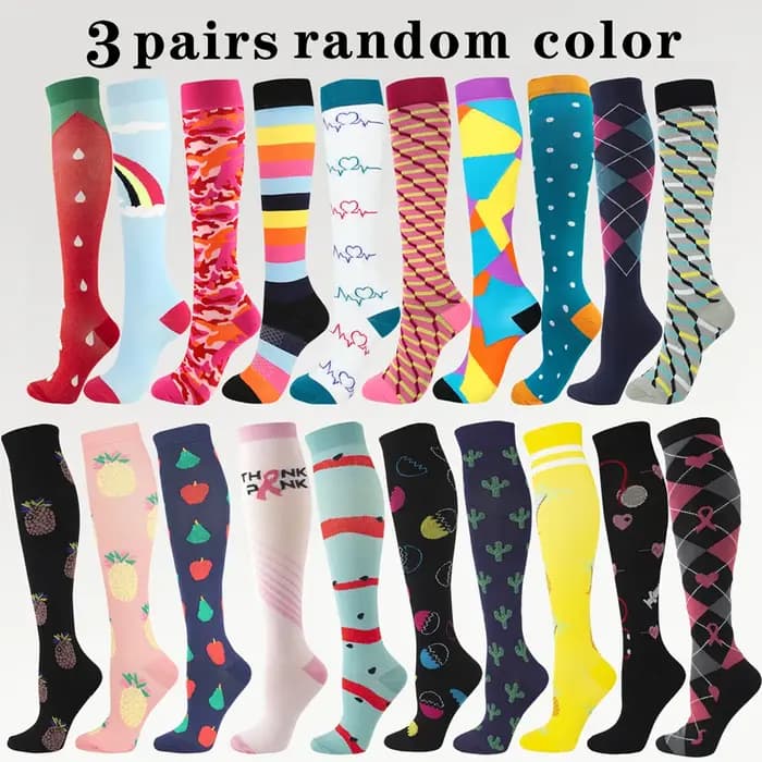 3 paires de chaussettes de Compression de couleur aléatoire pour femmes