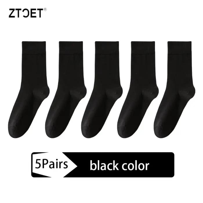Chaussettes en coton peigné pour hommes de haute qualité suture désossée nouveau décontracté respirant noir blanc affaires 5 paires mâle chaussette longue EU39-45