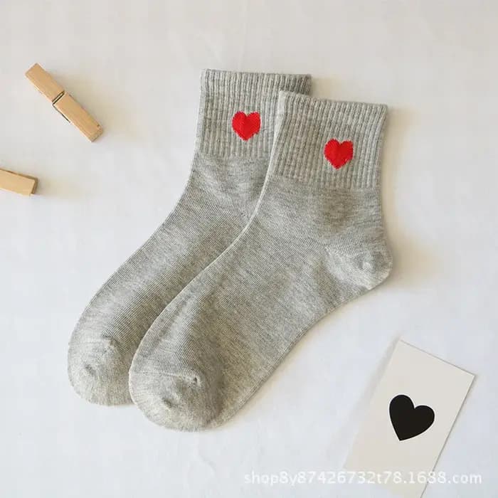Chaussettes en coton imprimé coeur d'amour mignon pour femmes