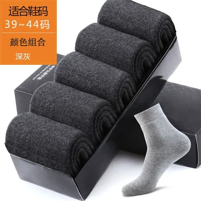 5 paires/lot chaussettes d'affaires pour hommes longs coton peigné automne hiver chaud couleur unie mi Tube mâle