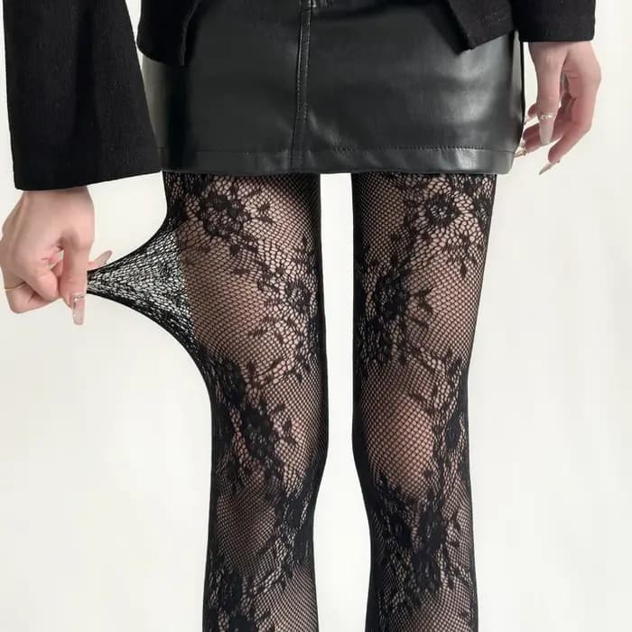 Femmes Sexy dentelle collants floraux cuisse haute bas