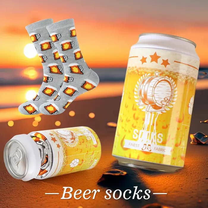 Une paire de chaussettes à motifs personnalisés de bière uniques pour hommes et femmes pour la réveillon d'Halloween