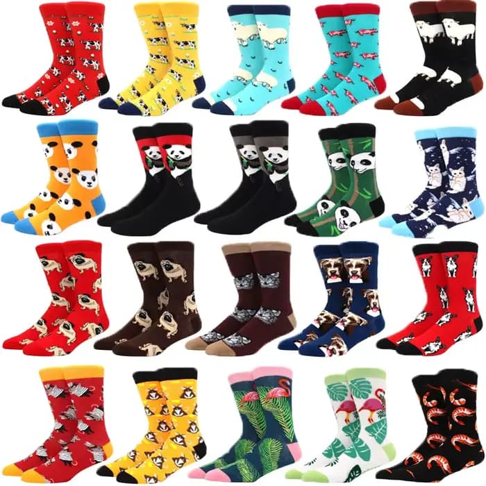 Hommes heureux amusant chaussettes impression art mignon printemps animal