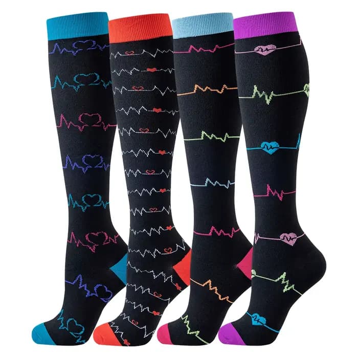 Chaussettes de Compression pour hommes femmes 4 paires course Sport infirmière bas