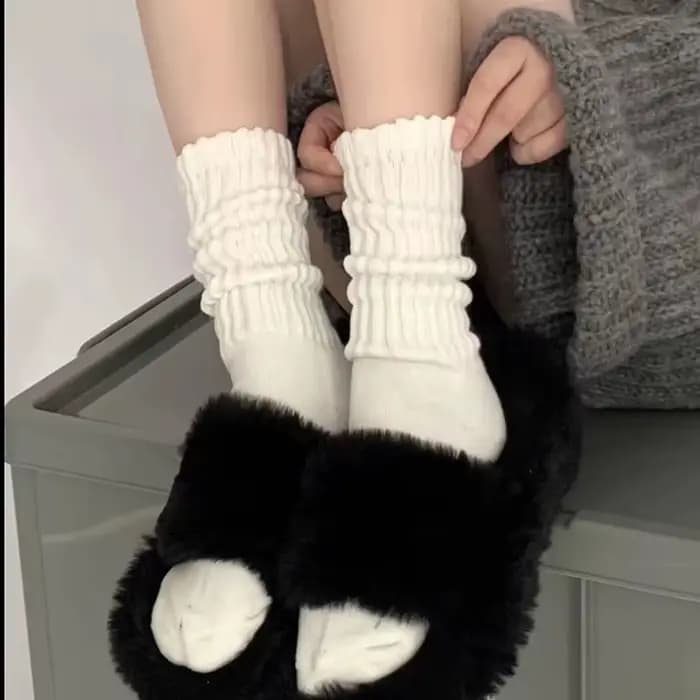 6 paires de chaussettes mi-mollet pour femme, automne-hiver, tendance, simples, couleur unie, chaudes, confortables, décontractées, chaussettes tricotées superposées