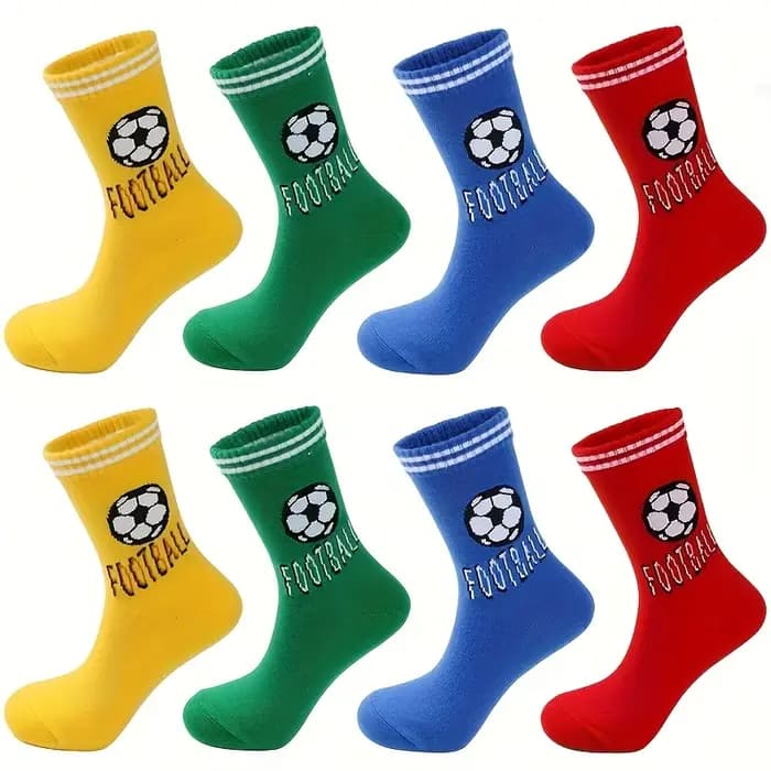 4 paires de chaussettes pour enfants avec motifs de lettres de football
