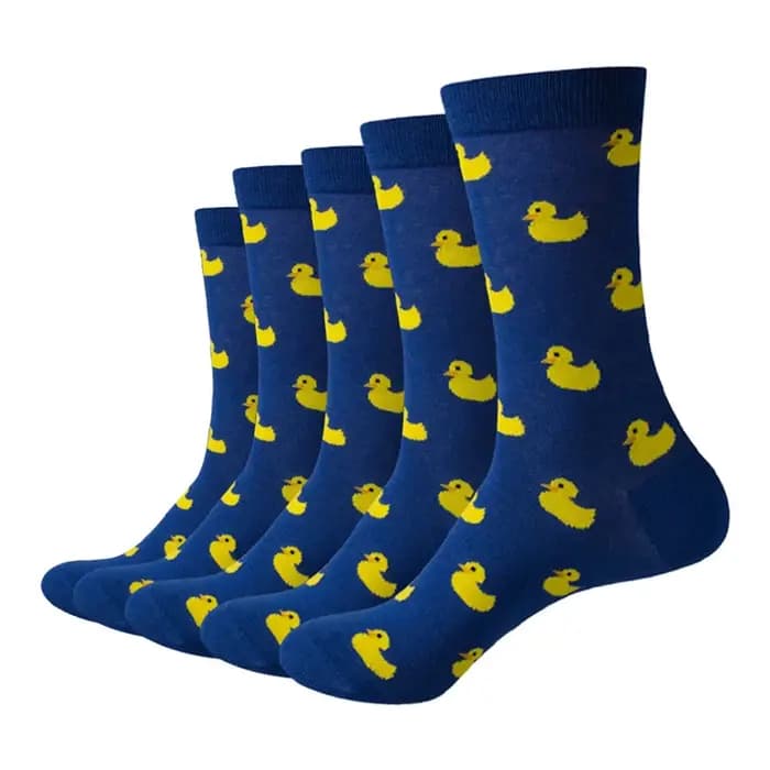 Match-Up Hommes Canard de Bande Dessinée Peigné Coton Crew chaussettes Marque chaussettes (5 paires/