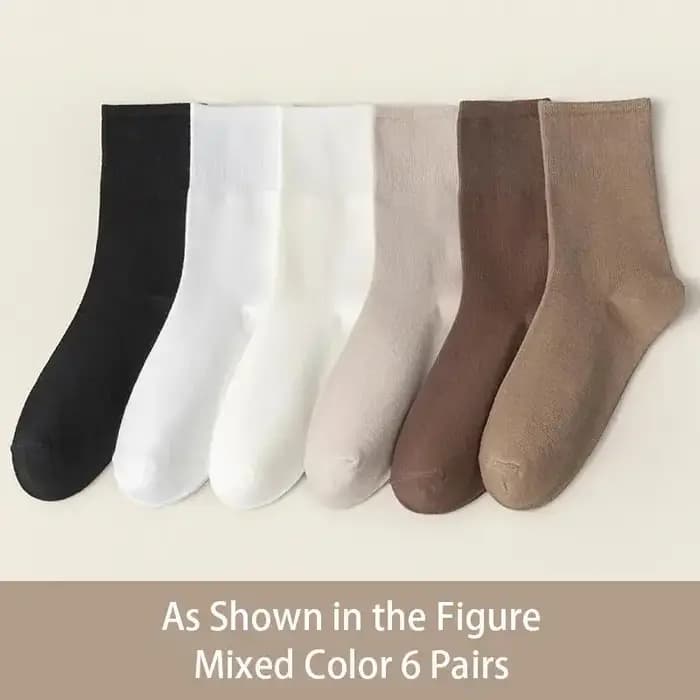 6 paires de chaussettes mi-tube simples et confortables pour femmes