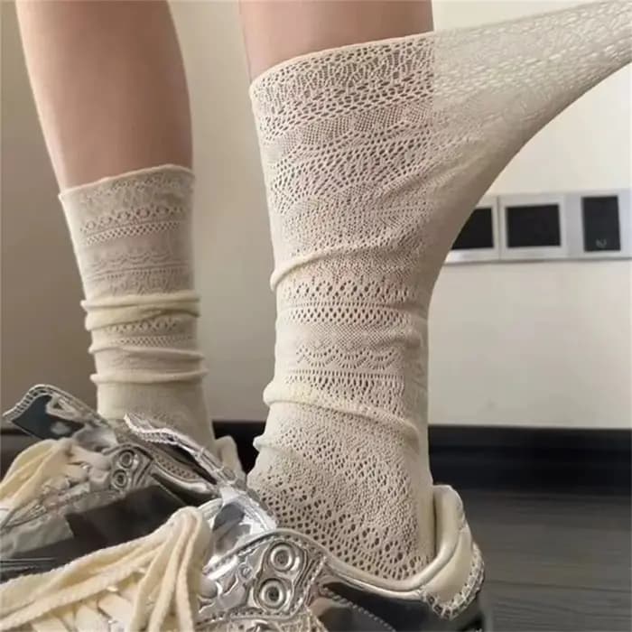Chaussettes Sexy en dentelle à fleurs pour femmes et filles